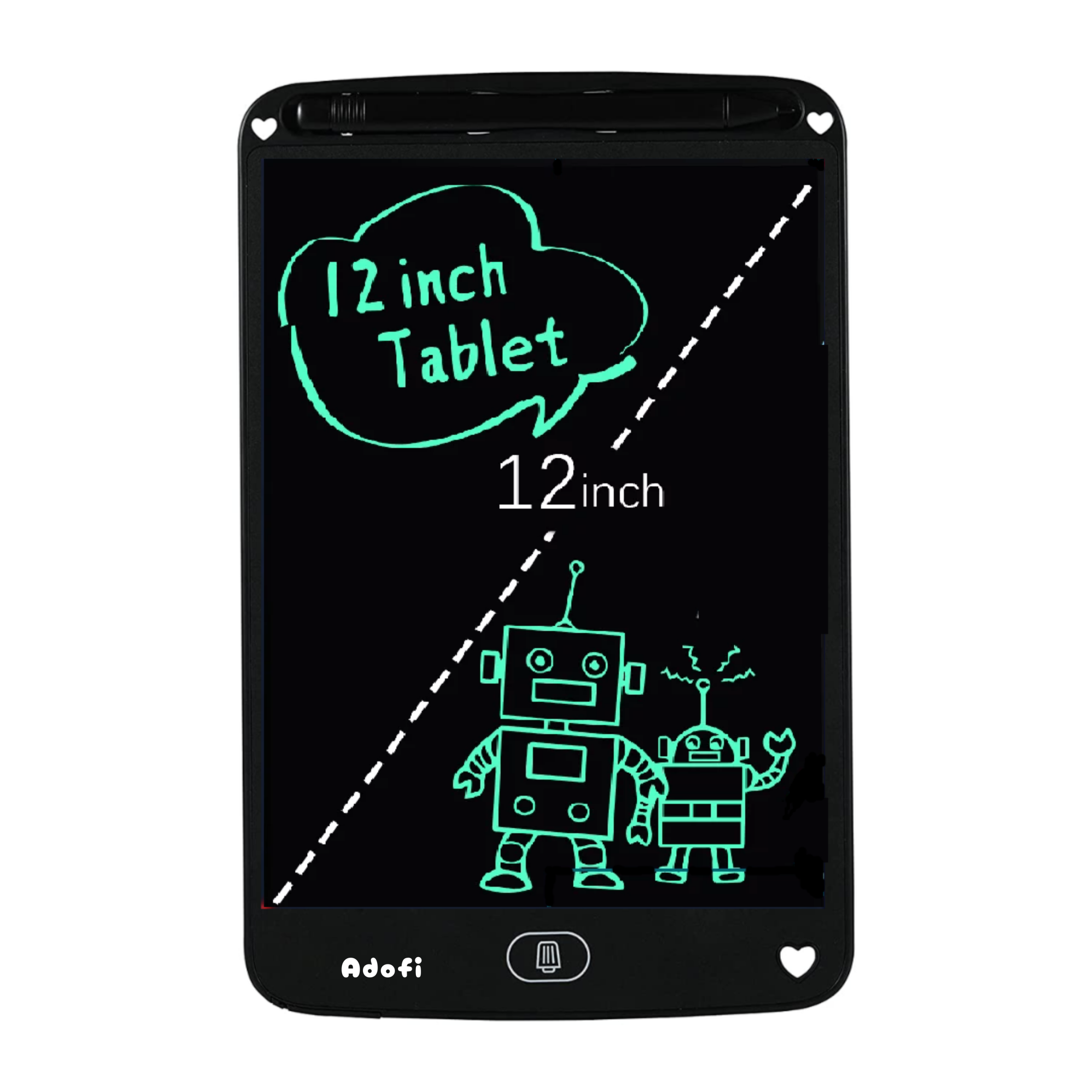Adofi LCD Writing Tablet 12 Inch Screen, Learning Educational Toys for 3-12 Year Old Girls, Erasable Doodle Board for Kids, Electronic Digital Handwriting Drawing Board Graphic Tablet (Black)