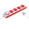 DEKOQ 4 Universal Socket and 1 Switch 6 Amp Power Extension Board 240 Volts, 4 Socket Extension Boards (White, 2 m)